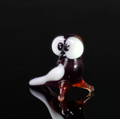 Purple Glass Owl Figurine, Handmade Murano Quality Design - Small