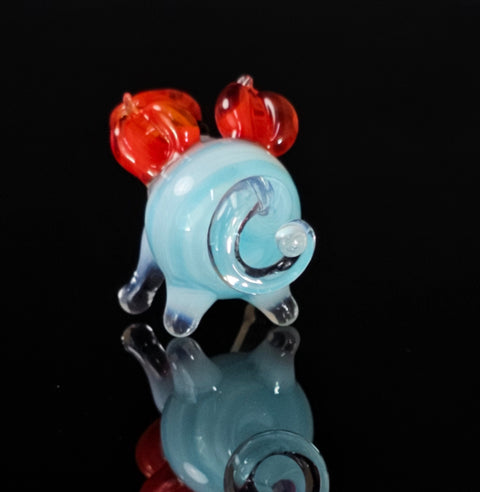 Light Blue Glass Pig Figurine, Handmade Murano Quality Design - Small