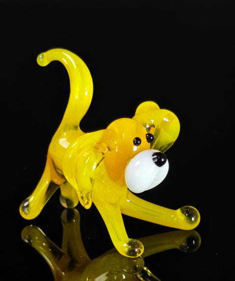 Yellow Glass Dog  Figurine, Handmade Murano Quality Design - Small