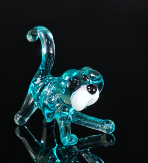 Light Blue Glass Dog Figurine, Handmade Murano Quality Design - Small