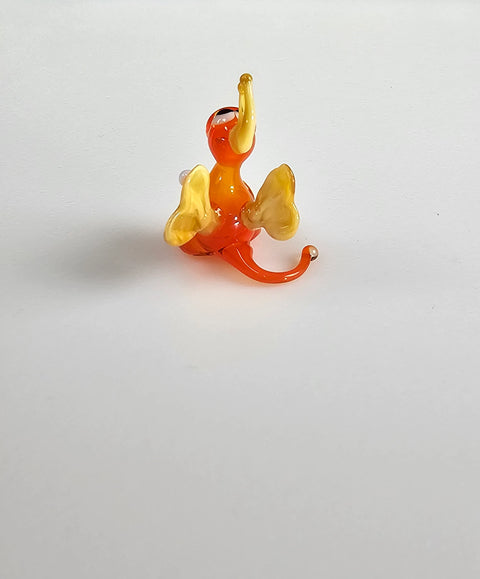 Orange/Ivory Glass Dragon Figurine, Handmade Murano Quality Design - Small