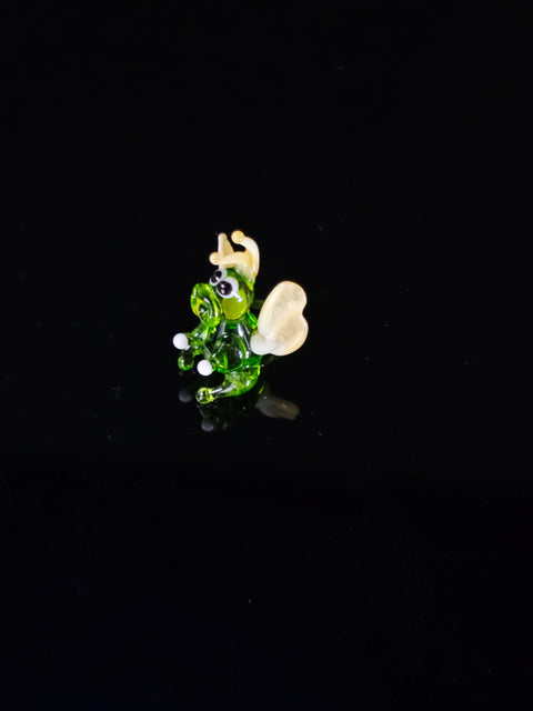 Green/Ivory Glass Dragon Figurine, Handmade Murano Quality Design - Small