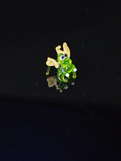 Green/Ivory Glass Dragon Figurine, Handmade Murano Quality Design - Small