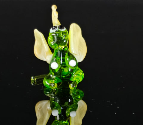 Green/Ivory Glass Dragon Figurine, Handmade Murano Quality Design - Small