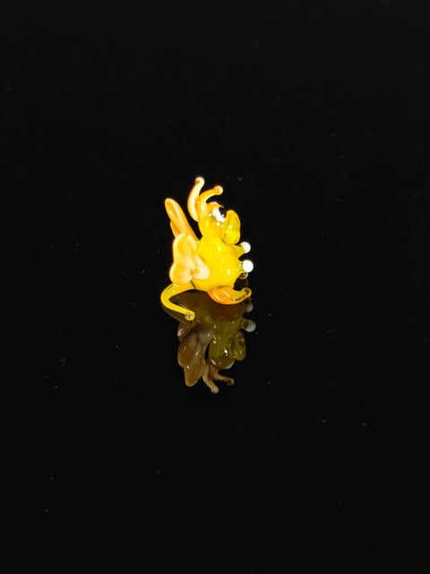 Yellow/Ivory Glass Dragon Figurine, Handmade Murano Quality Design - Small