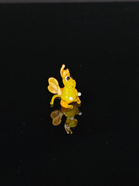 Yellow/Ivory Glass Dragon Figurine, Handmade Murano Quality Design - Small