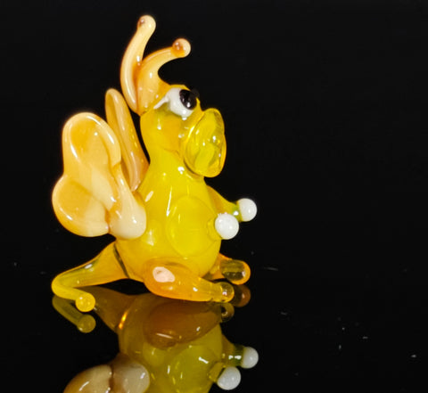 Yellow/Ivory Glass Dragon Figurine, Handmade Murano Quality Design - Small