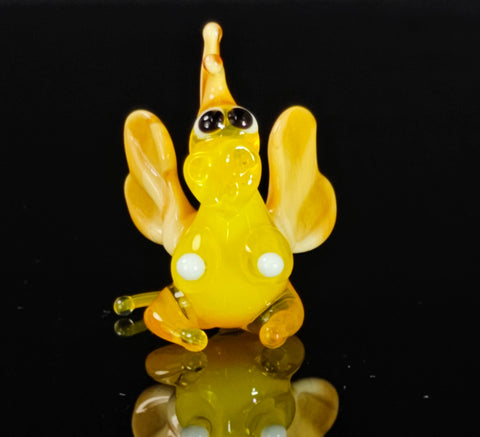 Yellow/Ivory Glass Dragon Figurine, Handmade Murano Quality Design - Small