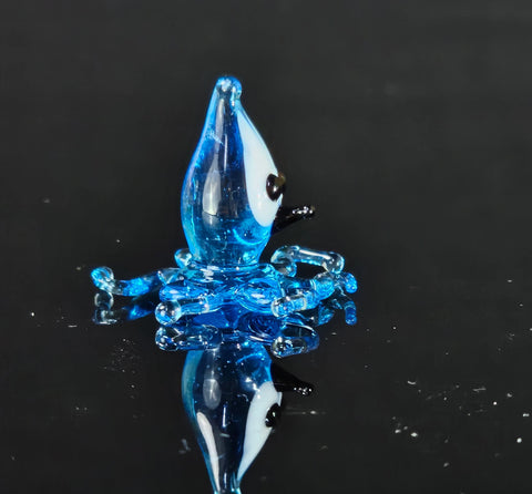 Blue Glass Squid Figurine, Handmade Murano Quality Design - Small