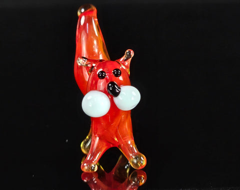 Red Glass Cat Figurine, Handmade Murano Quality Design - Small