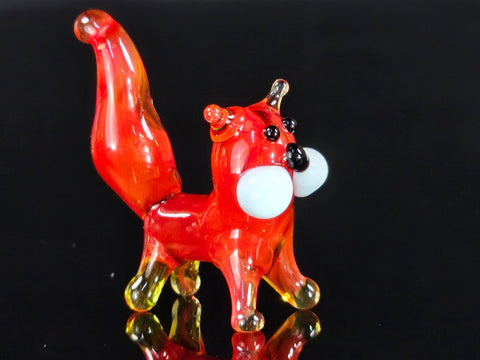 Red Glass Cat Figurine, Handmade Murano Quality Design - Small