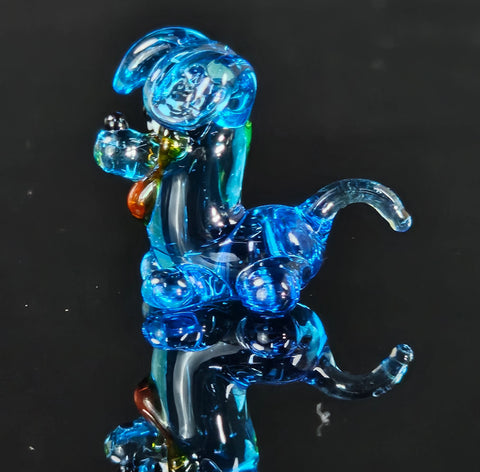 Blue Glass Puppy Figurine, Handmade Murano Quality Design - Small