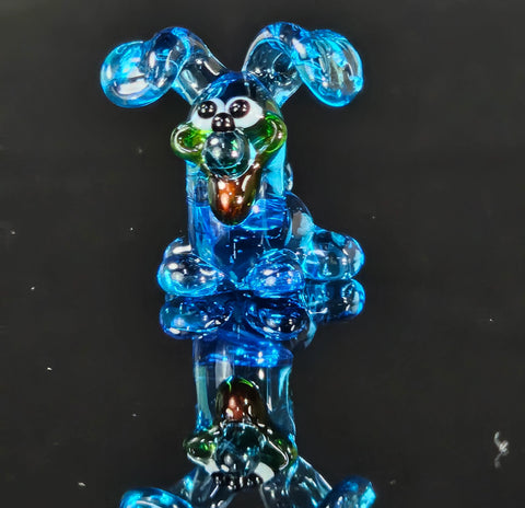 Blue Glass Puppy Figurine, Handmade Murano Quality Design - Small