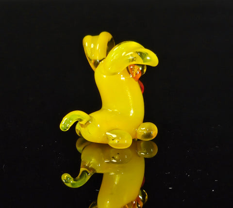 Yellow Glass Puppy Figurine, Handmade Murano Quality Design - Small