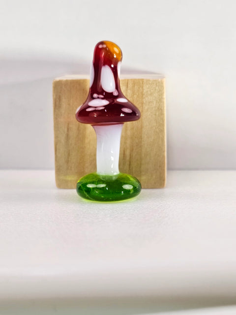 Red Glass Cap Mushroom Figurine, Handmade Murano Quality Design - Small