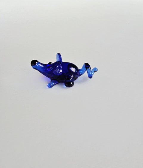 Blue Glass Mouse Figurine, Handmade Murano Quality Design - Small