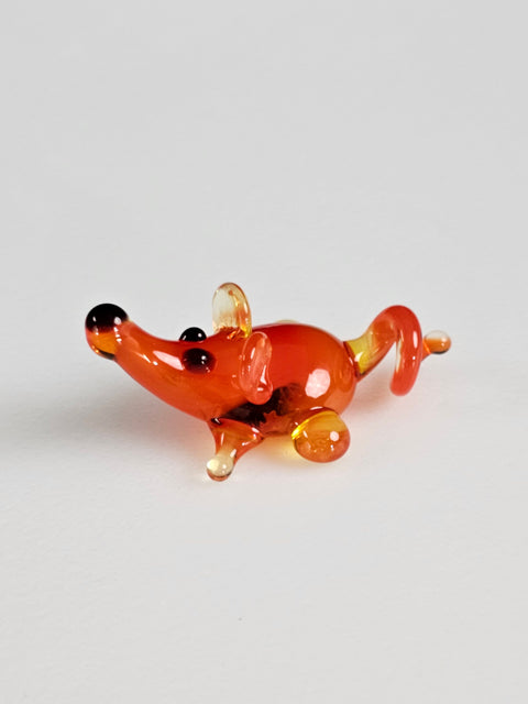 Red Glass Mouse Figurine, Handmade Murano Quality Design - Small