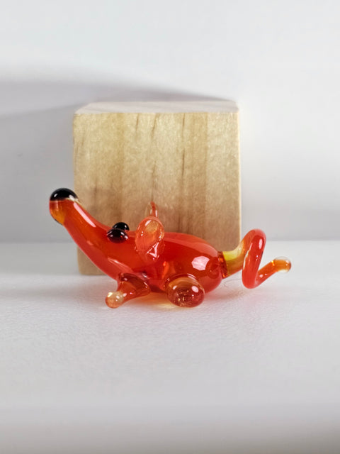 Red Glass Mouse Figurine, Handmade Murano Quality Design - Small