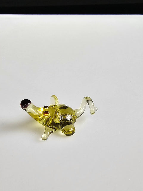 Amber Glass Mouse Figurine, Handmade Murano Quality Design - Small