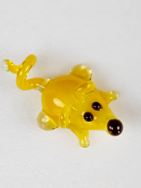 Yellow Glass Mouse Figurine, Handmade Murano Quality Design - Small