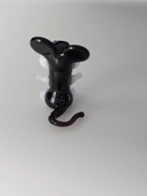 Black Glass Mouse Figurine, Handmade Murano Quality Design - Small