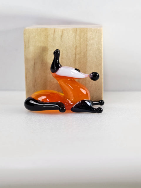 Glass Sly Fox Figurine, Handmade Murano Quality Design - Small