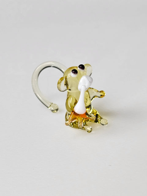 Amber Glass Monkey W Banana Figurine, Handmade Murano Quality Design - Small