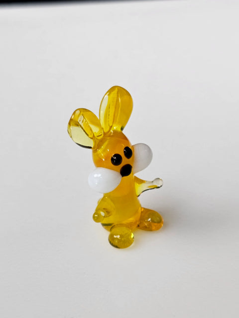 Yellow Glass Rabbit Figurine, Handmade Murano Quality Design - Small