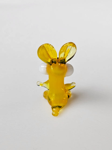 Yellow Glass Rabbit Figurine, Handmade Murano Quality Design - Small