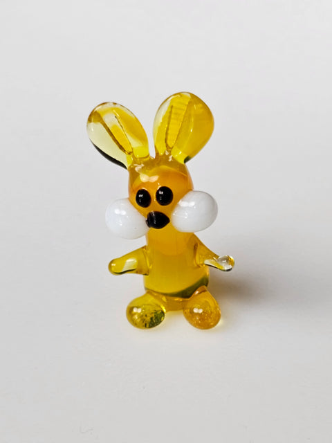 Yellow Glass Rabbit Figurine, Handmade Murano Quality Design - Small