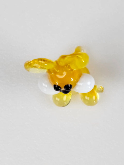 Yellow Glass Rabbit Figurine, Handmade Murano Quality Design - Small