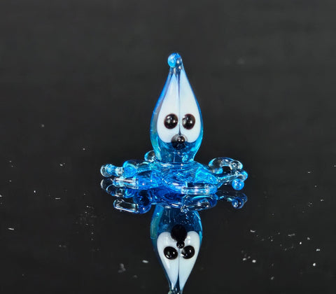 Blue Glass Squid Figurine, Handmade Murano Quality Design - Small