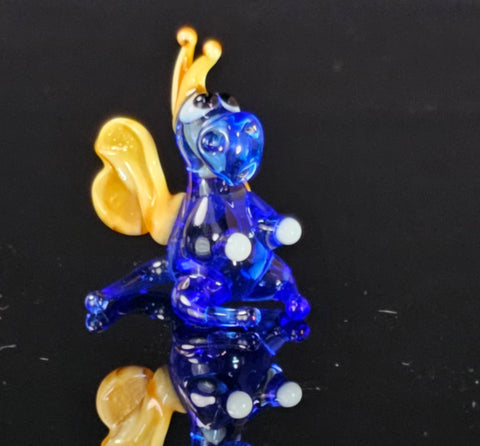 Blue/Ivory Glass Dragon Figurine, Handmade Murano Quality Design - Small