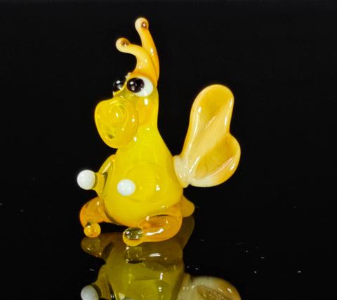 Yellow/Ivory Glass Dragon Figurine, Handmade Murano Quality Design - Small