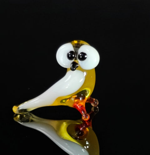 Amber Glass Owl Figurine, Handmade Murano Quality Design - Small