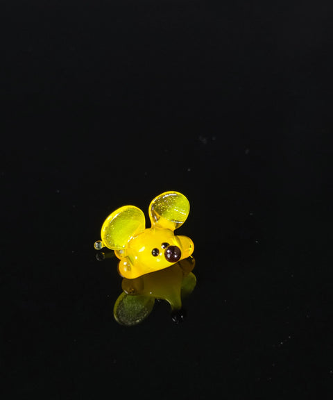 Yellow Glass Mouse Figurine, Handmade Murano Quality Design - Small