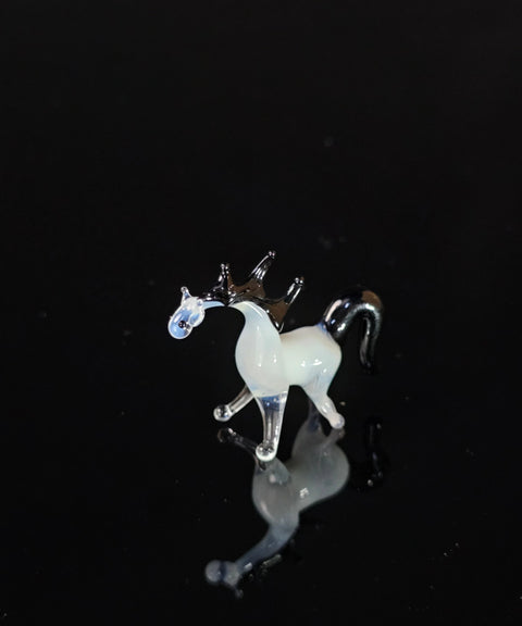 White Glass Horse Figurine, Handmade Murano Quality Design - Small