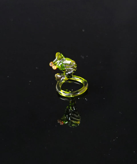 Green Glass Cobra Figurine, Handmade Murano Quality Design - Small