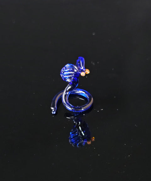 Blue Glass Cobra Figurine, Handmade Murano Quality Design - Small