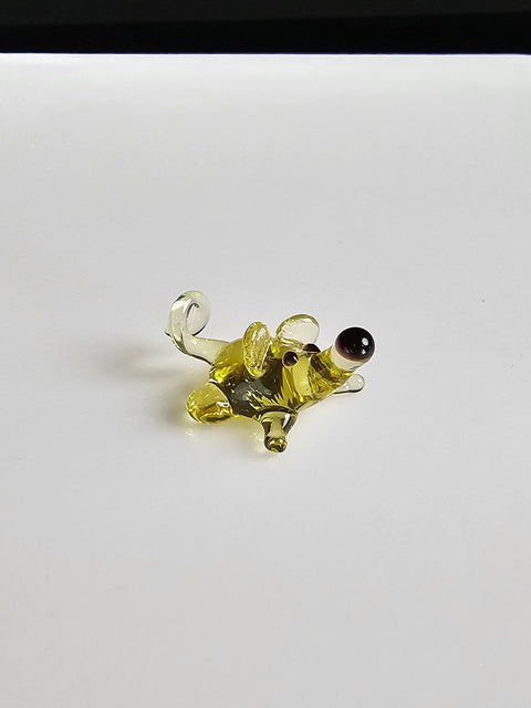 Amber Glass Mouse Figurine, Handmade Murano Quality Design - Small