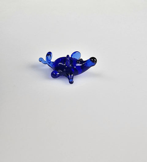 Blue Glass Mouse Figurine, Handmade Murano Quality Design - Small