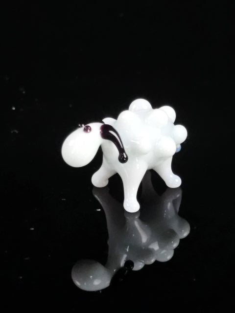 White Glass Sheep Figurine, Handmade Murano Quality Design - Small