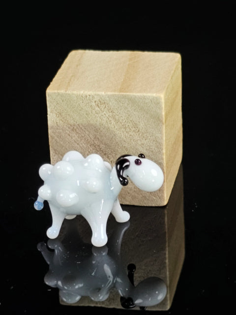 White Glass Sheep Figurine, Handmade Murano Quality Design - Small