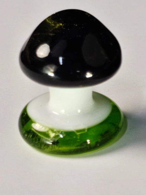 Black Glass Cap Mushroom Figurine, Handmade Murano Quality Design - Small