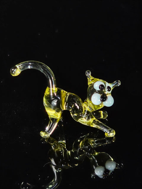 Amber Glass Cat Figurine, Handmade Murano Quality Design - Small