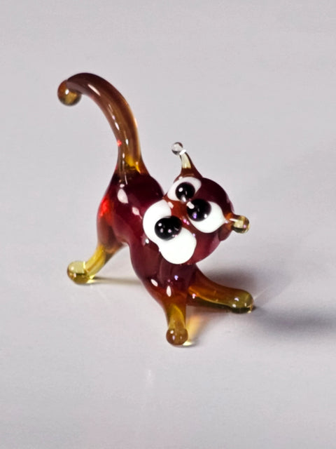 Red Glass Cat Figurine, Handmade Murano Quality Design - Small