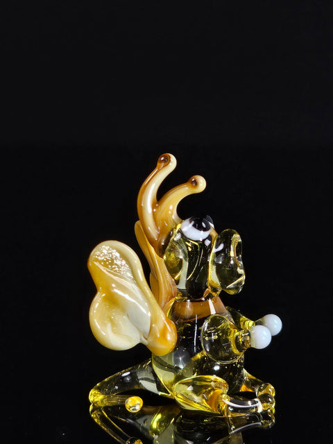 Amber/Ivory Glass Dragon Figurine, Handmade Murano Quality Design - Small