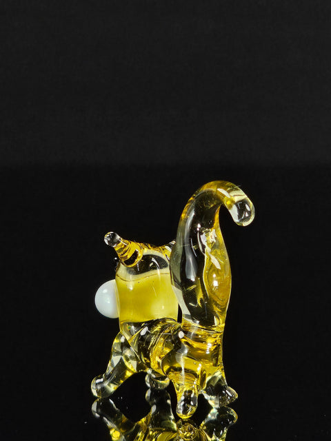 Amber Glass Cat Figurine, Handmade Murano Quality Design - Small