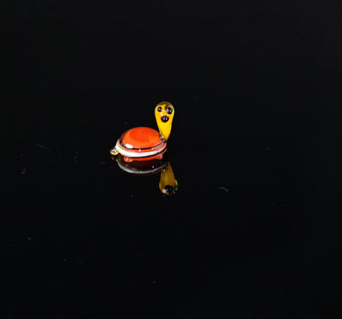 Orange Glass Turtle Figurine, Handmade Murano Quality Design - Small