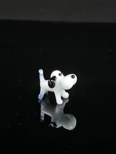 White Glass Dog Figurine, Handmade Murano Quality Design - Small